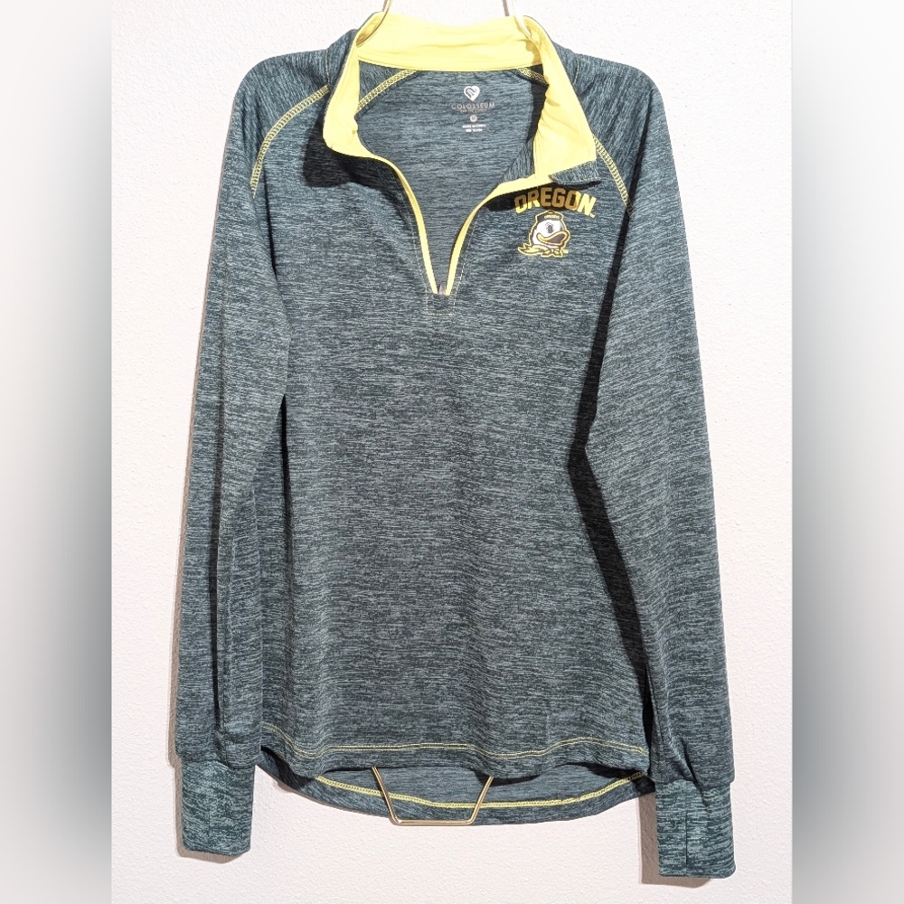 Women's Colosseum Oregon Ducks Quarter-Zip Pullover Heathered Green Size M